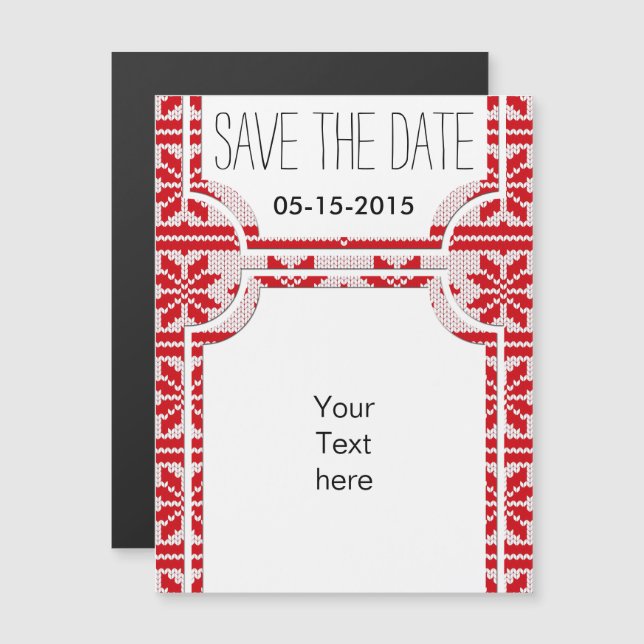 Xmas knitting seamless pattern 1 + your ideas magnetic invitation (Front/Back)
