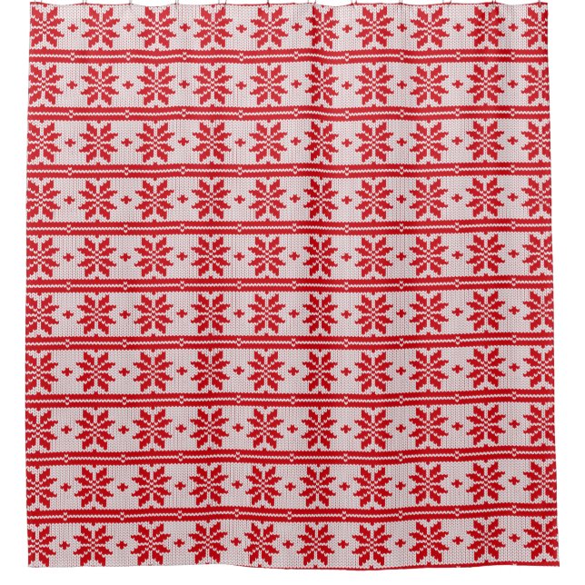 Xmas knitting seamless pattern 1 + your ideas shower curtain (Front)