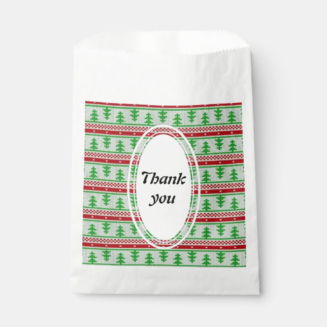 Xmas knitting seamless pattern 2 + your ideas favour bag (Front)
