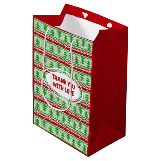Xmas knitting seamless pattern 2 + your ideas medium gift bag (Front Angled)