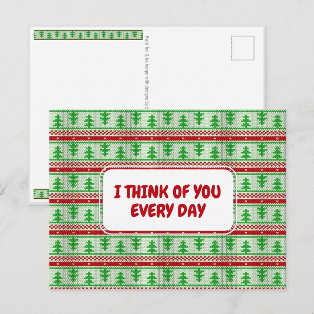 Xmas knitting seamless pattern 2 + your ideas postcard (Front/Back)