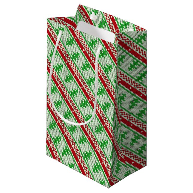 Xmas knitting seamless pattern 2 + your ideas small gift bag (Front Angled)