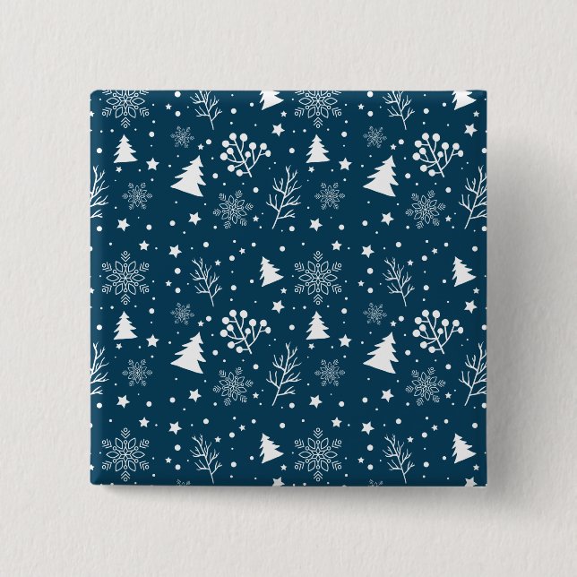 Xmas Leaf And Snow 15 Cm Square Badge (Front)