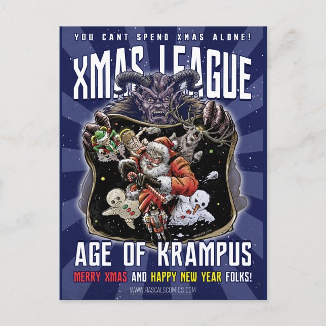 Xmas League Age of Krampus Holiday Postcard (Front)