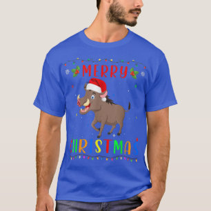 Xmas Light Boar Design Matching Christmas Pajama T-Shirt