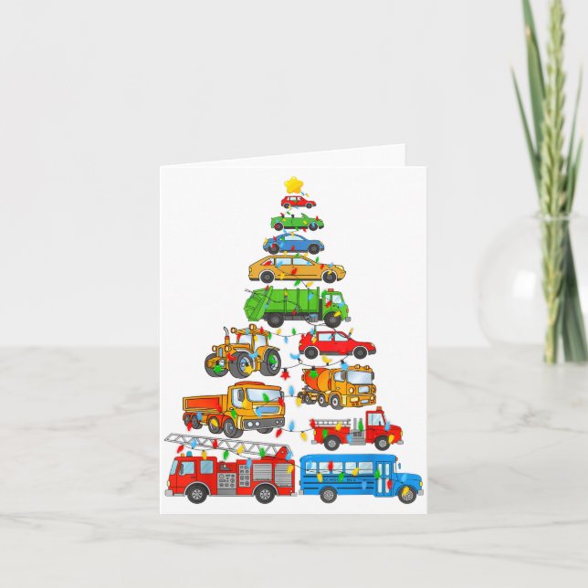 Xmas Light Christmas Tree, Funny Xmas Boys Kids To Card (Front)