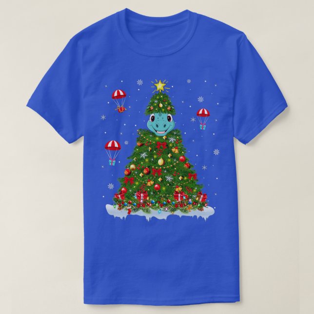 Xmas Light Matching Family Funny Brontosaurus Chri T-Shirt (Design Front)