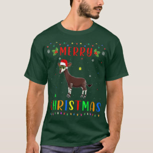 Xmas Light Okapi Design Matching Christmas Pajama T-Shirt