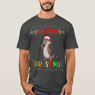 Xmas Light Otter Design Matching Christmas Pajama  T-Shirt
