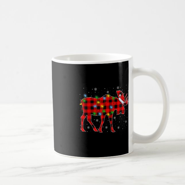 Xmas Lighting Buffalo Plaid Santa Moose Christmas  Coffee Mug (Right)