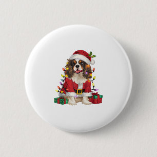 Xmas Lighting Cavalier King Charles Spaniel Dog Ch 6 Cm Round Badge