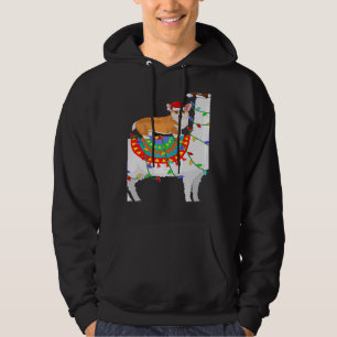Xmas Lighting Corgi Dog Riding Llama Christmas Hoodie