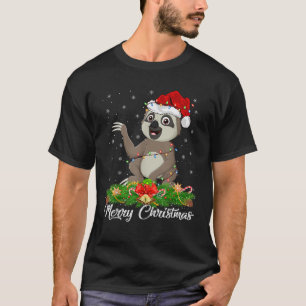 Xmas Lighting Decor Santa Hat Sloth Christmas  T-Shirt