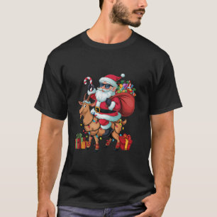 Xmas Lighting Funny Santa Riding Chamois Goat Chri T-Shirt