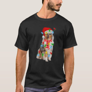 Xmas Lighting Holiday Santa Rough Collie Dog Chris T-Shirt