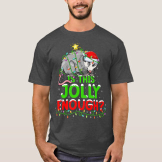 Xmas Lighting Is This Jolly Enough Opossum Christm T-Shirt