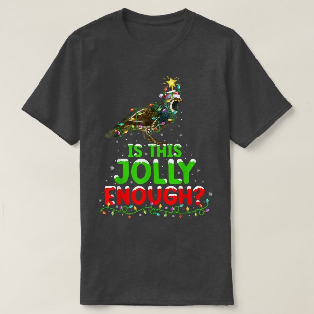 Xmas Lighting Is This Jolly Enough Quail Christmas T-Shirt (Design Front)