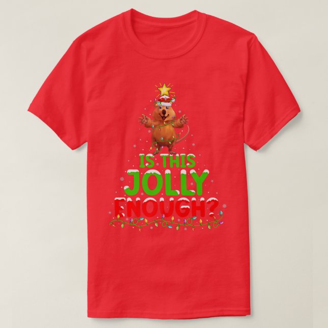 Xmas Lighting Is This Jolly Enough Quokka Christma T-Shirt (Design Front)