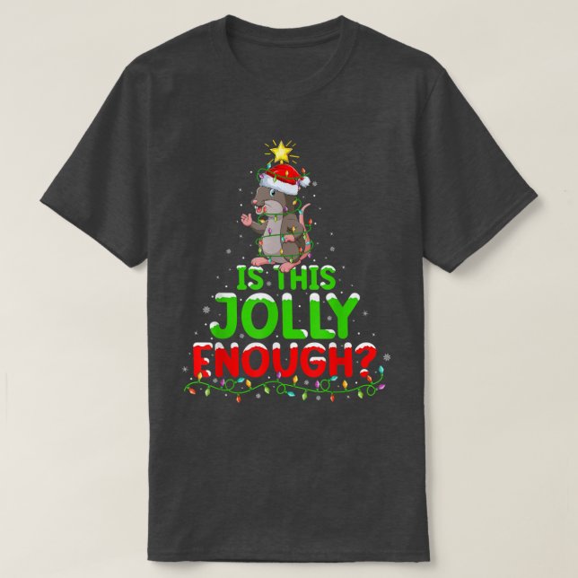 Xmas Lighting Is This Jolly Enough Rat Christmas T T-Shirt (Design Front)