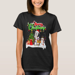 Xmas Lighting Matching Santa Bearded Collie Dog We T-Shirt