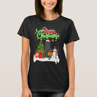Xmas Lighting Matching Santa Belgian Sheepdog Dog T-Shirt