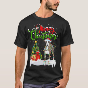 Xmas Lighting Matching Santa Italian Greyhound Dog T-Shirt