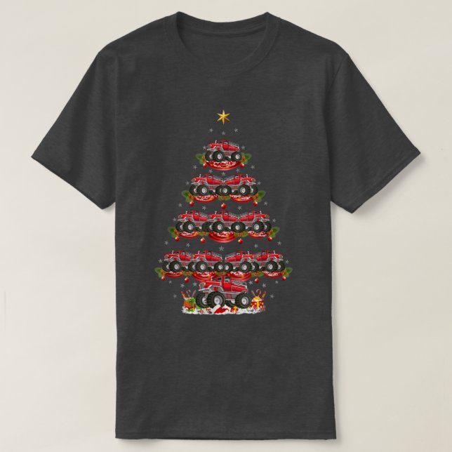 Xmas Lighting Matching Santa Monster Truck Christm T-Shirt (Design Front)