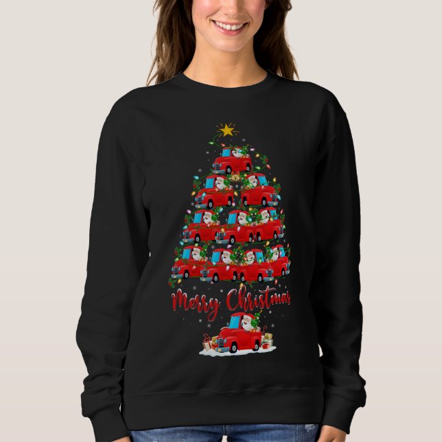 Xmas Lighting Matching Santa Red Truck Christmas T Sweatshirt (Front)