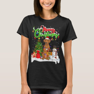 Xmas Lighting Matching Santa Rhodesian Ridgeback D T-Shirt