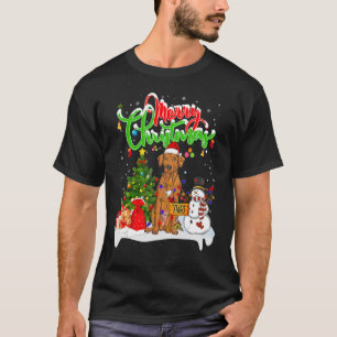 Xmas Lighting Matching Santa Rhodesian Ridgeback D T-Shirt