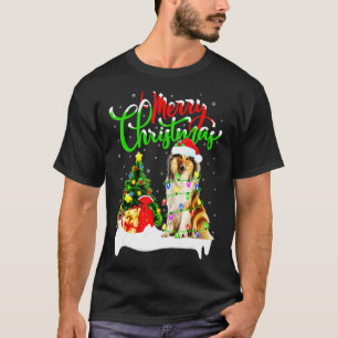 Xmas Lighting Matching Santa Rough Collie Dog Chri T-Shirt
