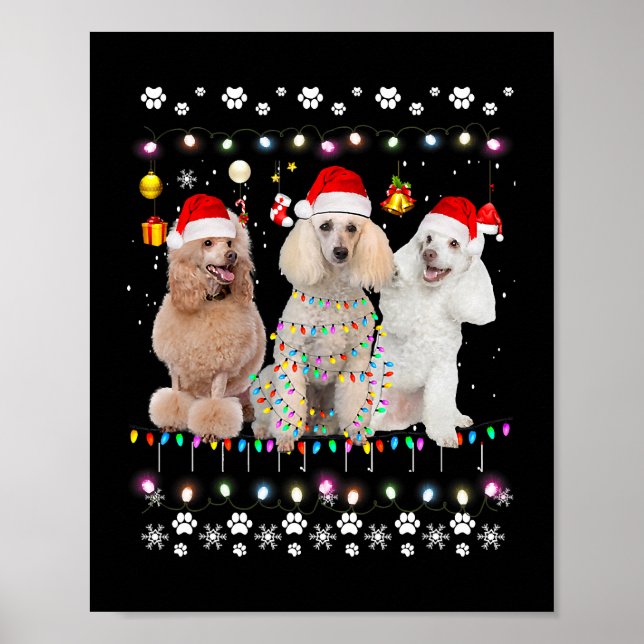 Xmas Lighting Matching Ugly Poodle Dog Christmas 8 Poster (Front)