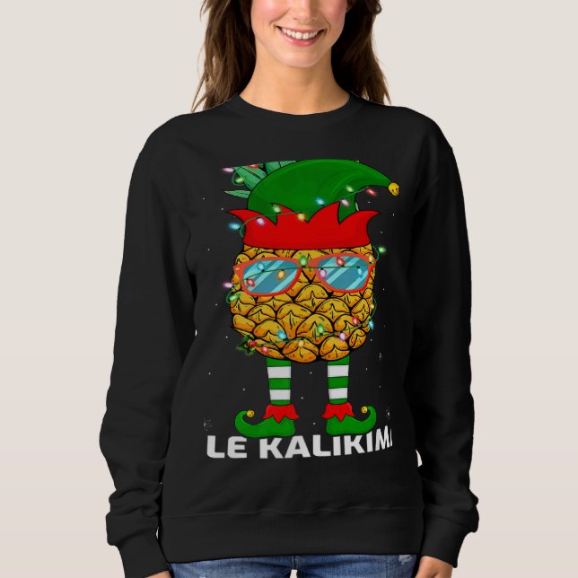 Xmas Lighting Mele Kalikimaka Pineapple Elf Christ Sweatshirt (Front)
