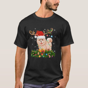 Xmas Lighting Reindeer Santa Hat Chow Chow Dog Chr T-Shirt