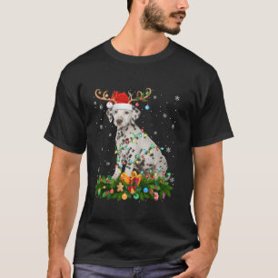 Xmas Lighting Reindeer Santa Hat Dalmatian Dog Chr T-Shirt