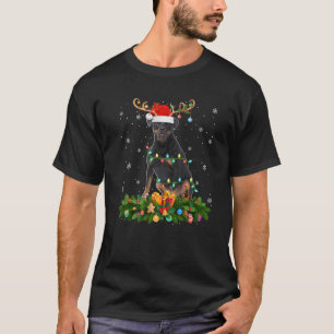 Xmas Lighting Reindeer Santa Hat Rottweiler Dog Ch T-Shirt