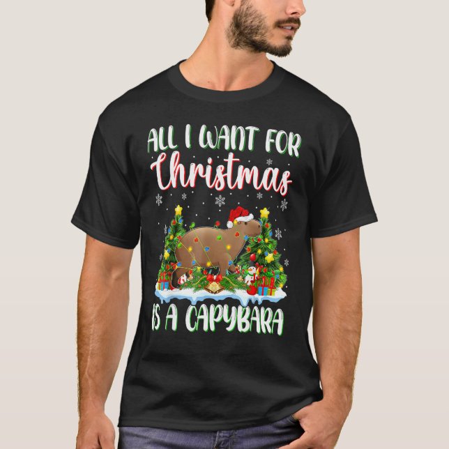 Xmas Lighting Santa All I Want For Christmas Is A  T-Shirt (Front)