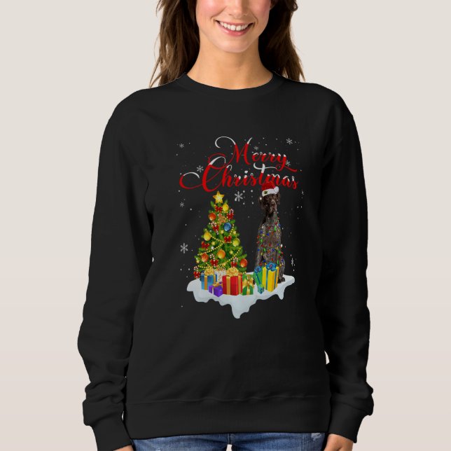 Xmas Lighting Santa German Shorthaired Pointer Dog Sweatshirt (Front)