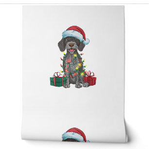 Xmas Lighting Santa German Wirehaired Pointer Dog Wallpaper