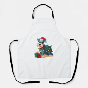 Xmas Lighting Santa Giant Schnauzer Dog Christmas Apron