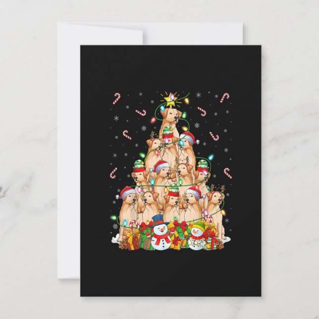 Xmas Lighting Santa Golden Retriever Dog Christmas Invitation (Front)