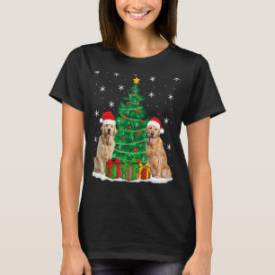 Xmas Lighting Santa Golden Retriever Dog Christmas T-Shirt
