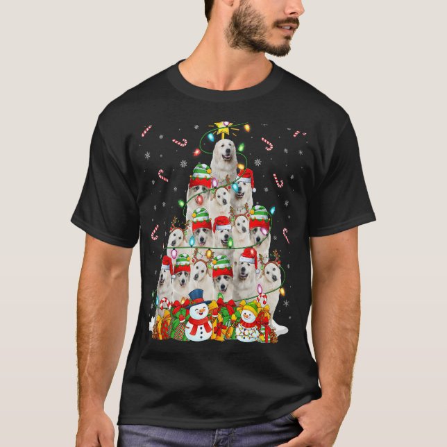 Xmas Lighting Santa Great Pyrenees Dog Christmas T T-Shirt (Front)