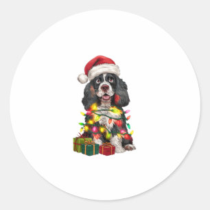 Xmas Lighting Santa Hat Alaskan Malamute Dog Chris Classic Round Sticker