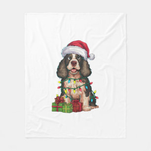 Xmas Lighting Santa Hat Alaskan Malamute Dog Chris Fleece Blanket