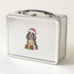 Xmas Lighting Santa Hat Alaskan Malamute Dog Chris Metal Lunch Box