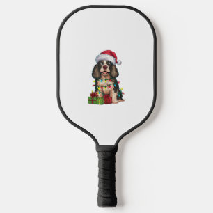 Xmas Lighting Santa Hat Alaskan Malamute Dog Chris Pickleball Paddle