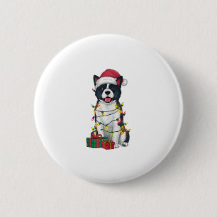 Xmas Lighting Santa Hat American Akita Dog Christm 6 Cm Round Badge
