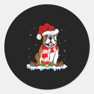 Xmas Lighting Santa Hat American Bulldog Christmas Classic Round Sticker