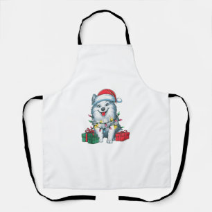 Xmas Lighting Santa Hat American Eskimo Dog Christ Apron